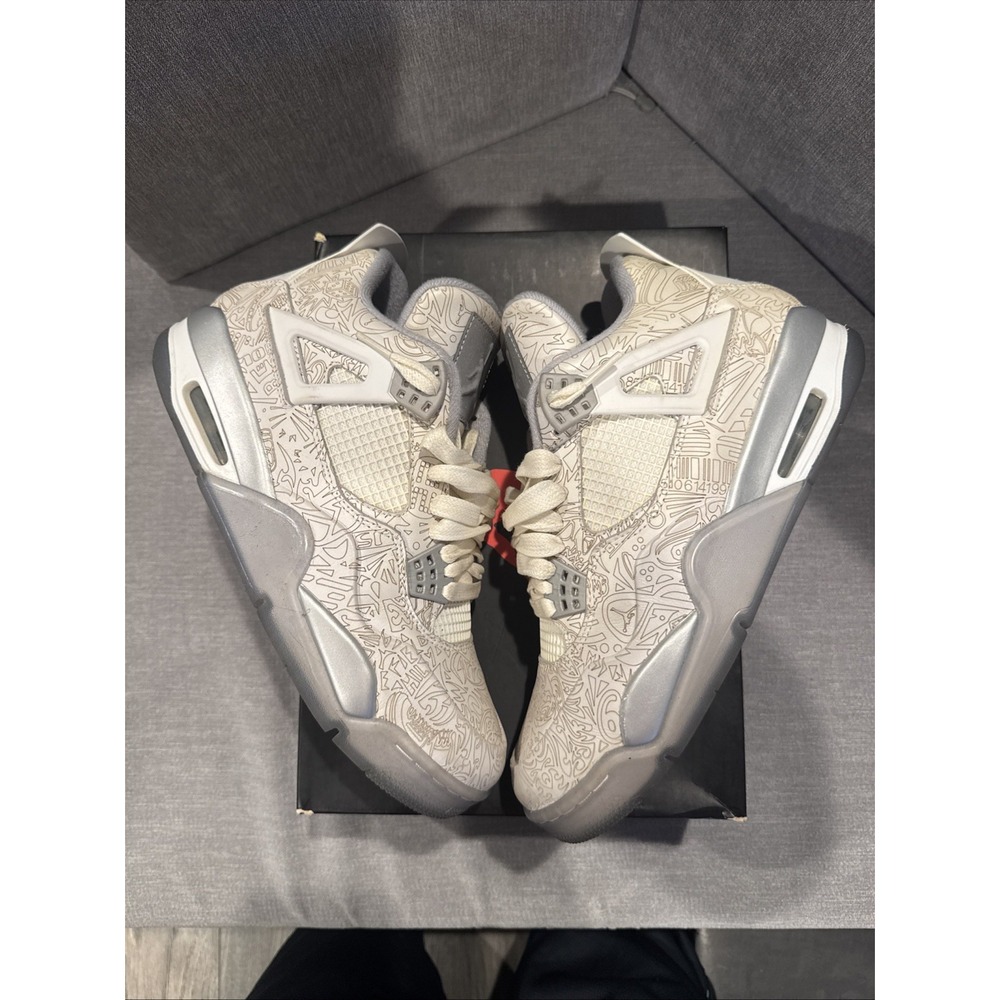 Nike Air Jordan 4 Retro Laser 30th Anniversary Size 9 White Chrome